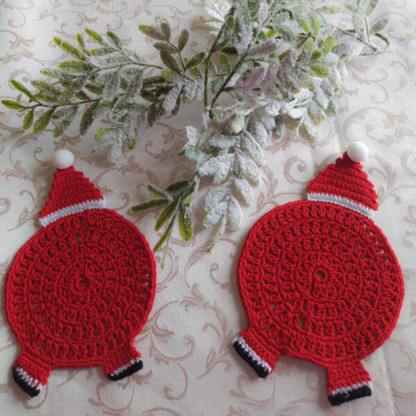 OH OH OH - Handmade Crochet Coasters (x2) - New Christmas Collection - Image 2