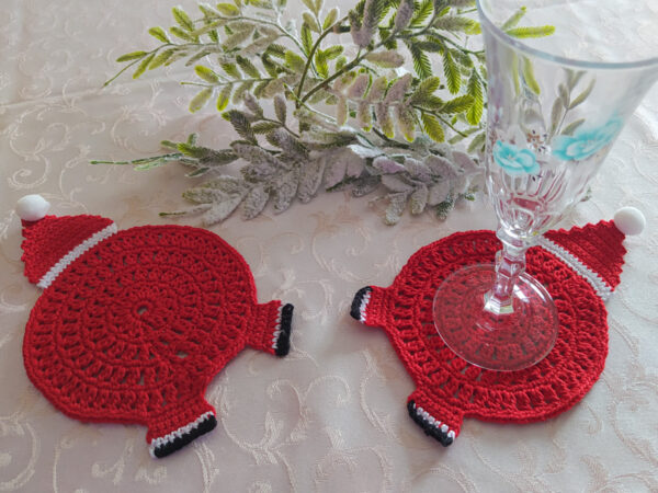 OH OH OH - Handmade Crochet Coasters (x2) - New Christmas Collection