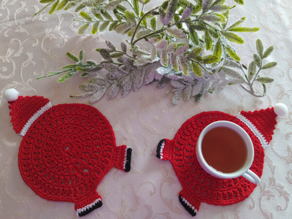 OH OH OH - Handmade Crochet Coasters (x2) - New Christmas Collection - Image 3