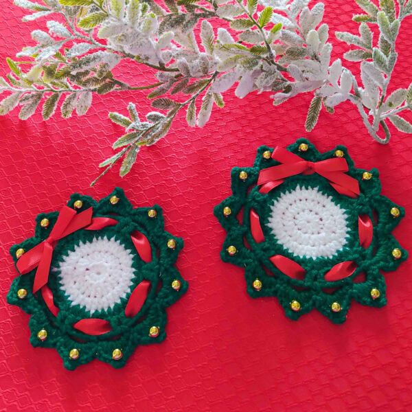 Crown (x2) - Handmade Crochet Coasters - New Christmas Collection - Image 3