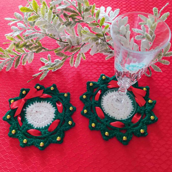 Crown (x2) - Handmade Crochet Coasters - New Christmas Collection - Image 4