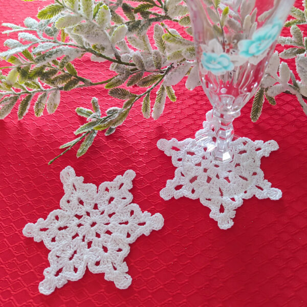 Flakes (x2) - Handmade Crochet Coasters/Decorations - New Christmas Collection